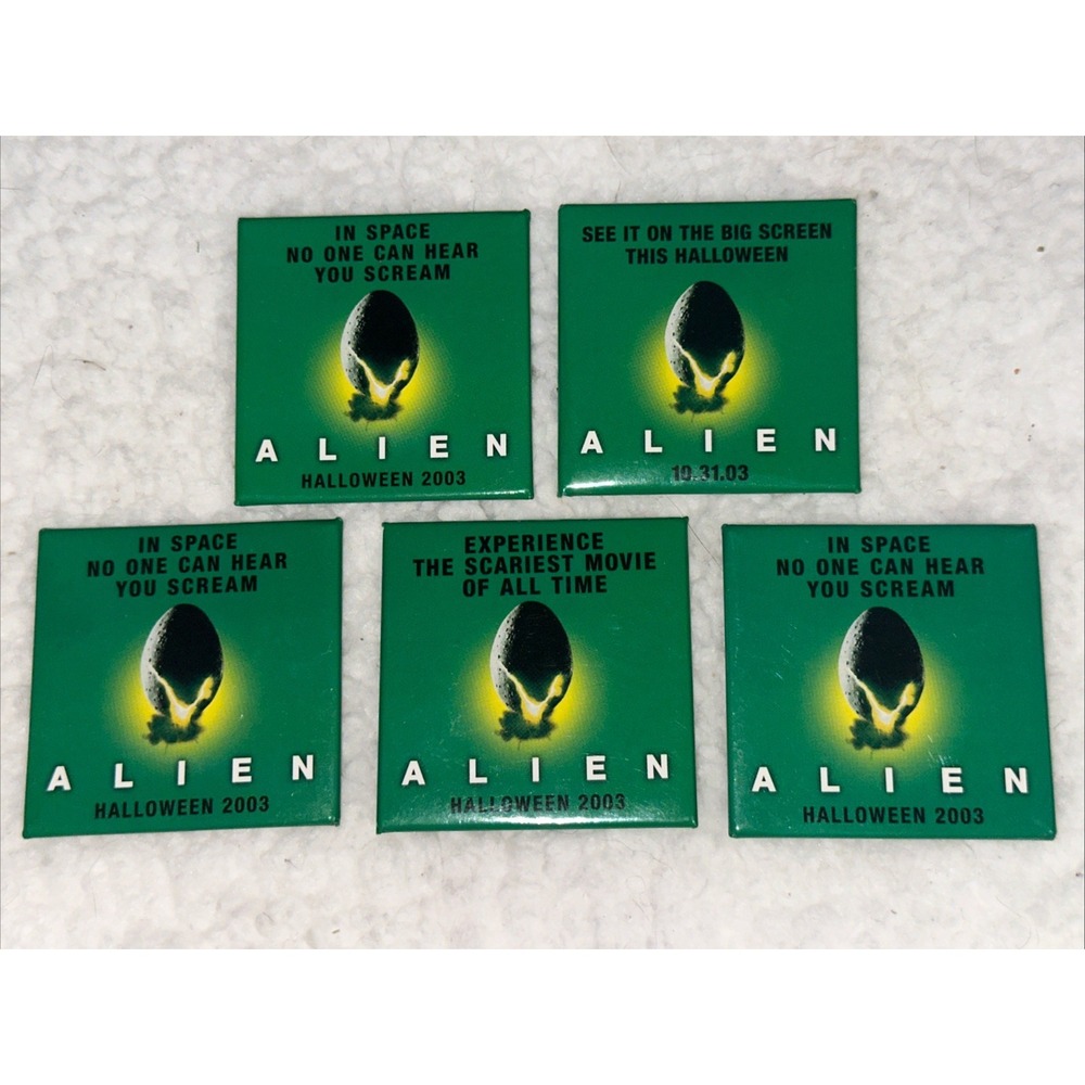 Vintage Alien Movie 2003 Promotional Pin Set Halloween Sci-Fi Horror 5pc Lot‎